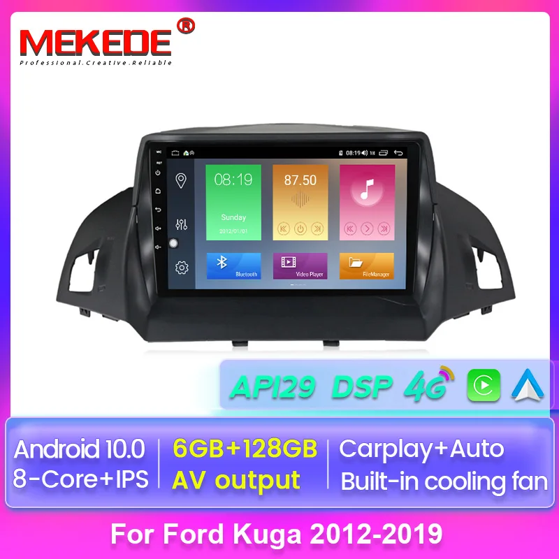 

Автомобильная Мультимедийная система, 6 + 128 ГБ, Android 10, DSP, Carplay, RDS, для Ford Kuga Escape 2013, 2014, 2016, GPS, Wi-Fi, BT