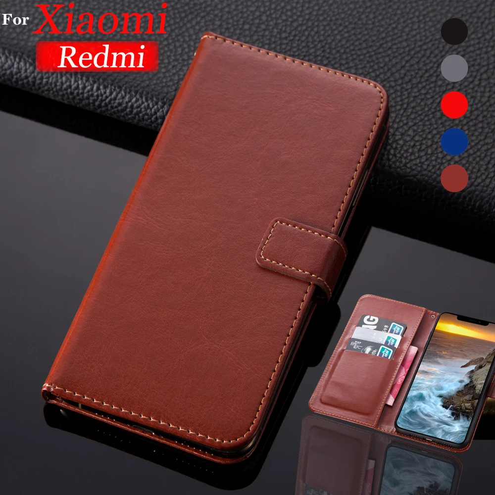 Кожаный чехол-книжка с бумажником для Xiaomi Redmi Note 7 8 Pro 4A 8A 8T красный чехол MI A3 9 Lite 9T 5