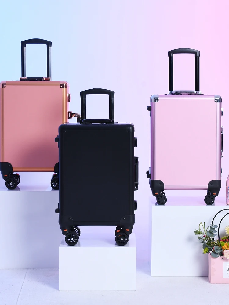 LED Light Box Professional Cosmetic Case Large Capacity Rolling Wheels Travel Makeup Case On Beauty Nail Tattoo Manicure Trolley