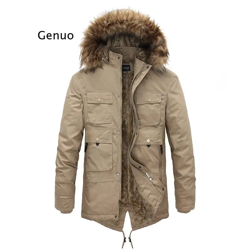 Winter Jackets Men Fur Collar Hooded Thick Warm Cotton Outwear Man Solid Parka Coats Windbreaker Parkas Male Zipper Jacket Coats