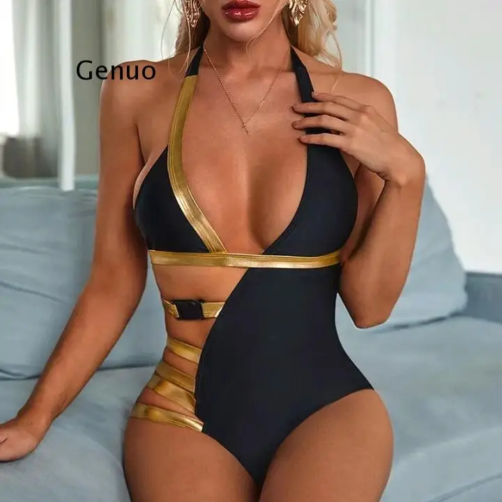 

One Piece Swimsuit Sexy Black Bandage Swimwear Vintage Monokini Summer Beachwear Bathing Suit Ladies Trikini Clothes