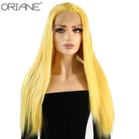 oriane yellow long straight lace front wigs for women daily lolita cosplay wigs natural hairline high temperature fiber wigs