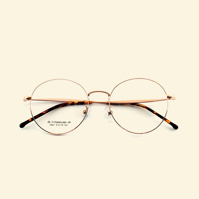 Титановая большая оправа круглая Ультралегкая для очков 9g полутитановая Ретро
