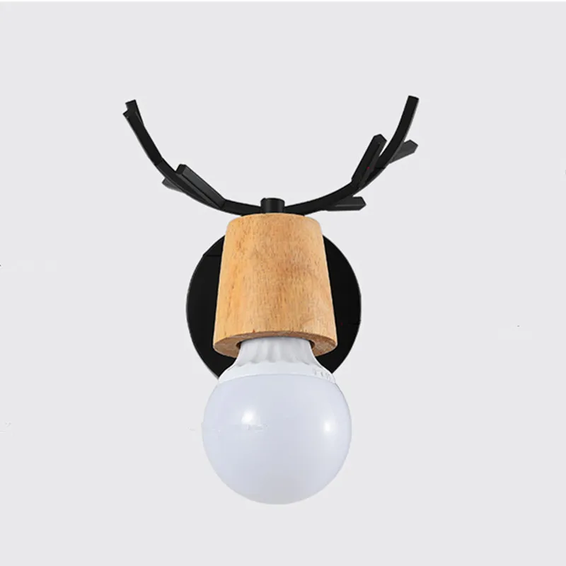 Креативный настенный светильник в скандинавском стиле Деревянный винтажный с