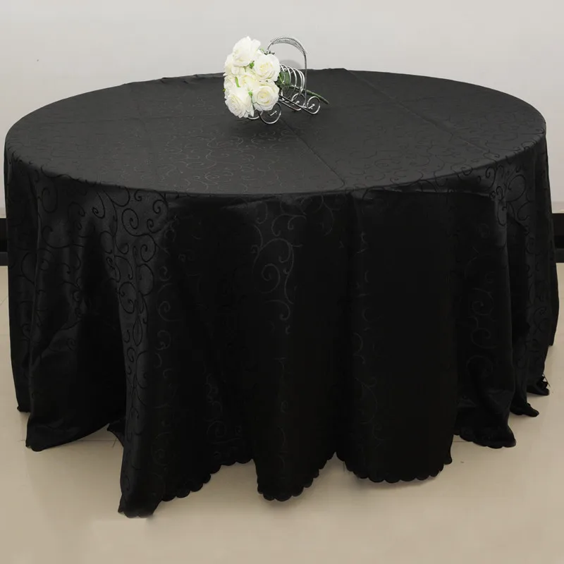 Black WedFavor 10 шт. полиэстер круглый жаккард скатерти Дамаск обеденный стол покрывала свадебные скатерти Банкетный отель украшения - Цвет: Black