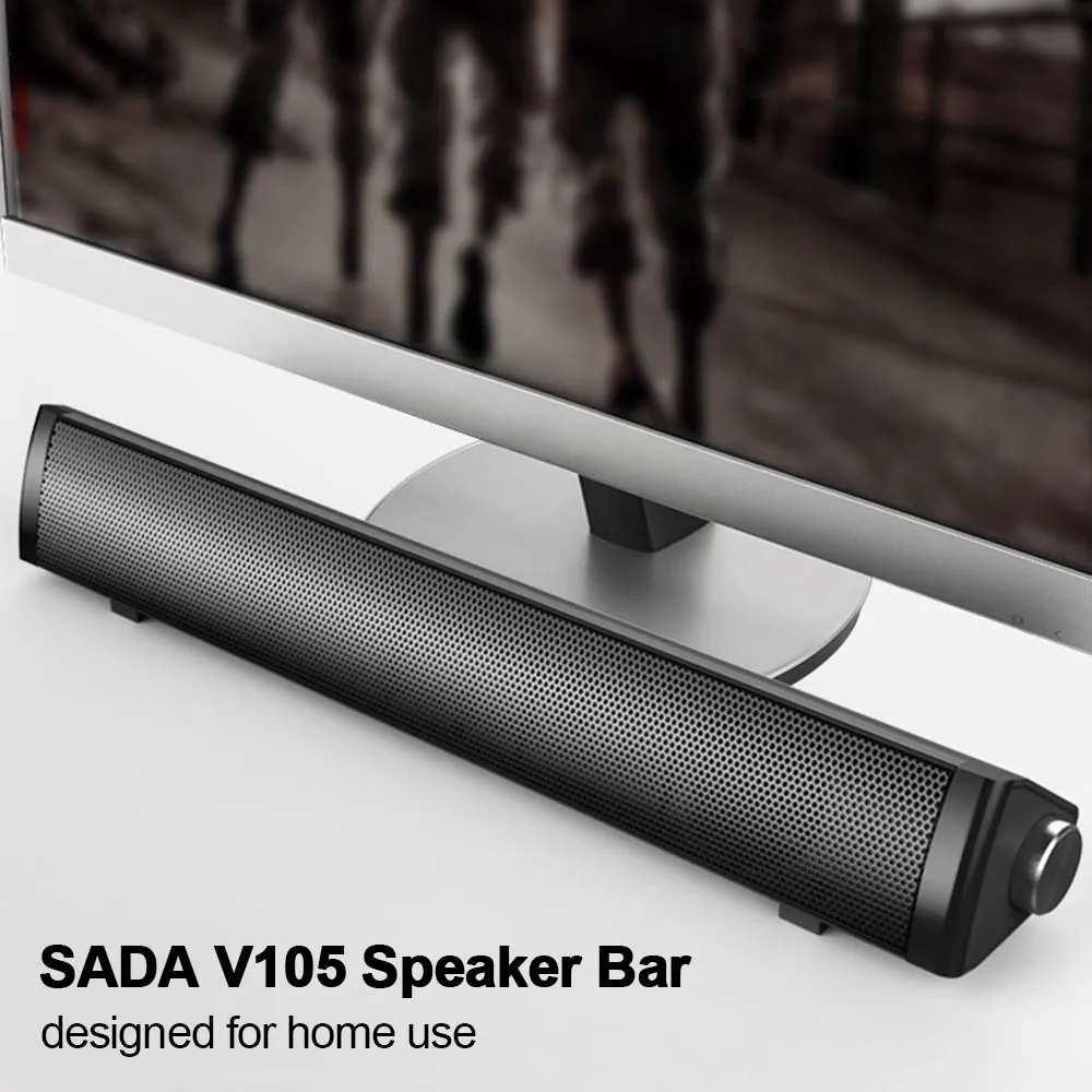 SADA V105 Динамик компьютерной панели динамиков 3,5 мм проводное звучание HiFi Stereo USB Powered Mini Long Soundbar on.