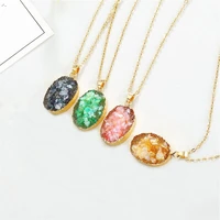 faux stone necklaces oval natural resin necklace pendant women jewelry bullet reiki chakra