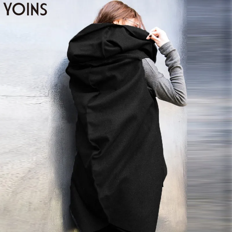 2019 YOINS осенний женский жилет на молнии с капюшоном шерстяной пальто свободная