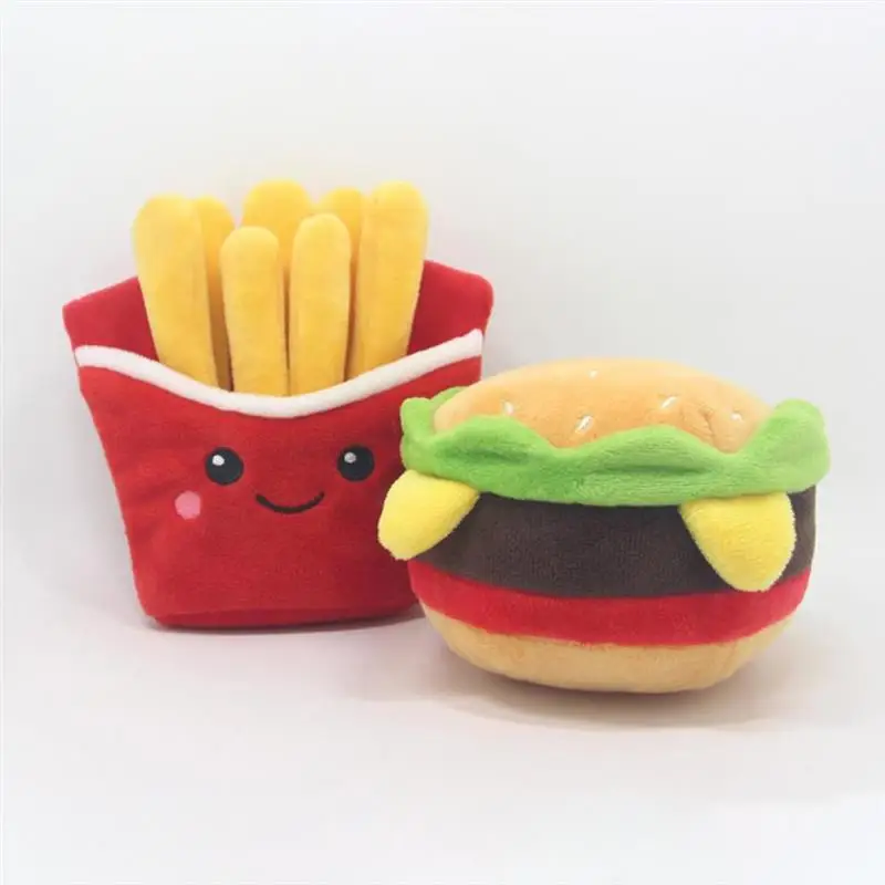 

Dog Squeezing Toys Stuffed Puppy Chew Toy Soft Food Shape Pet Cat Toy Plush French Fries Hamburger Milkshake Toys Dog Supplies