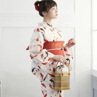 womens yukata traditional japan kimono robe photography dress cosplay costume fish prints vintage clothing single cloth no belt