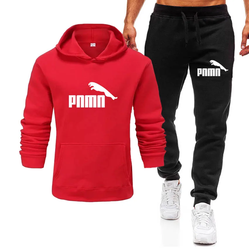

2021 foreign trade style men's leisure sports sweater set letter printed hooded sweater set
