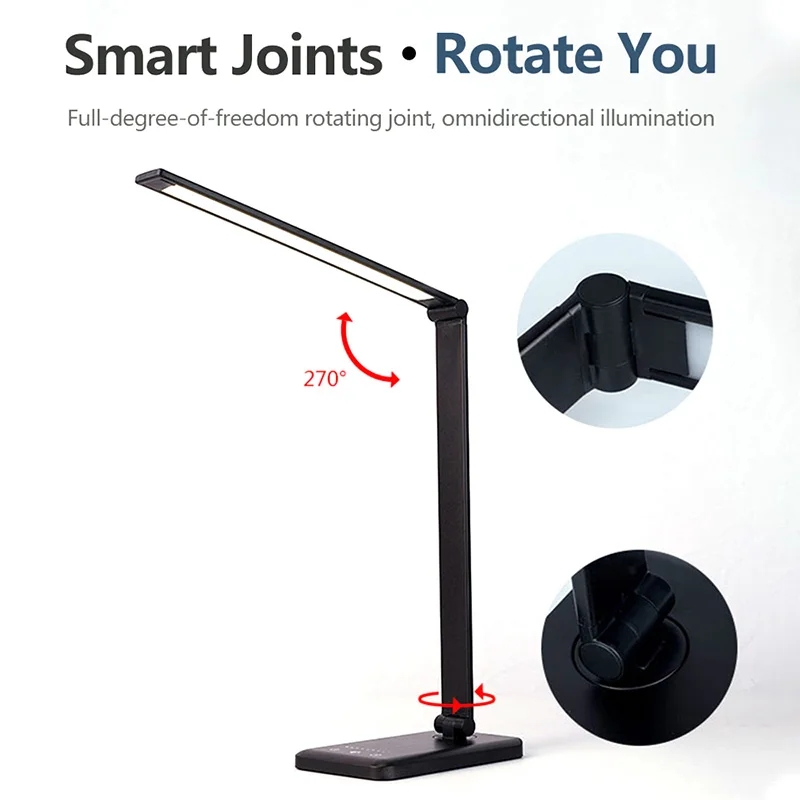 Eye Protect LED Desk Lamp Folding Touching 3/5 Dimming USB Reading Table Wireless Charging For Mobile Charge | Лампы и освещение