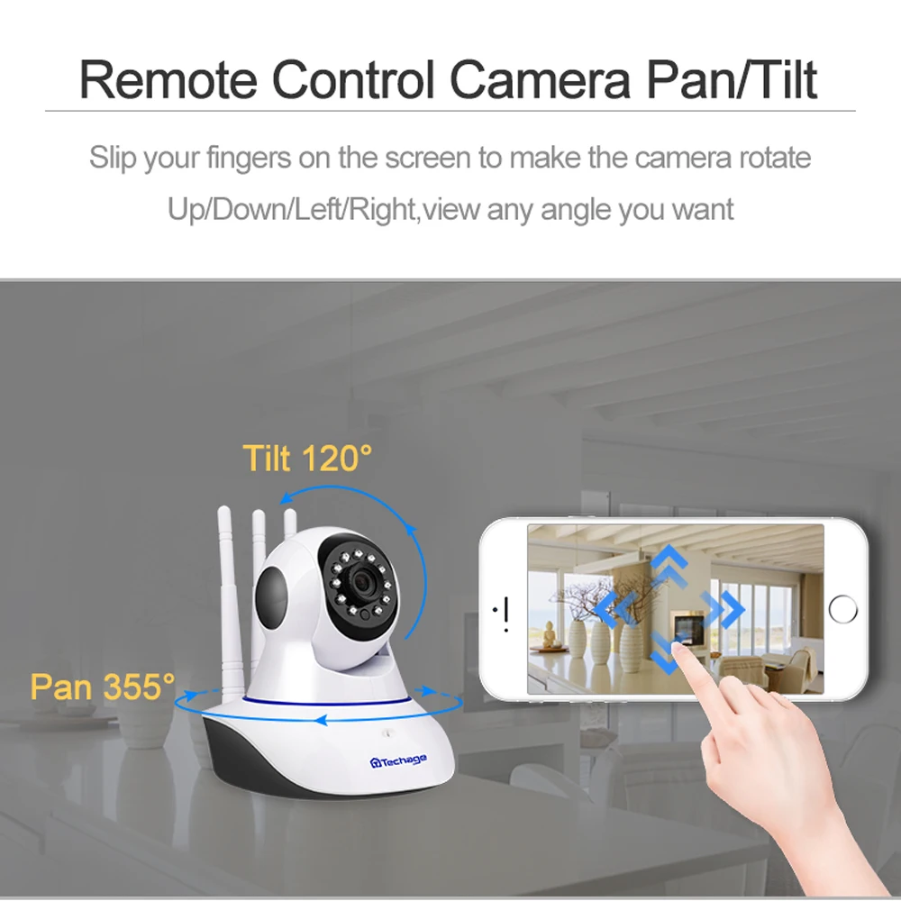 IP-камера Techage Беспроводная с поддержкой Wi-Fi 1080P 64 ГБ TF-карта | Безопасность и защита