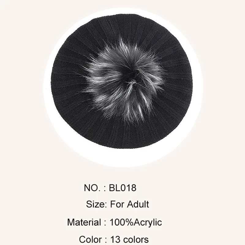 Geebro женский берет в рубчик напущенные зимние шапки вязаная шапочка для девочек