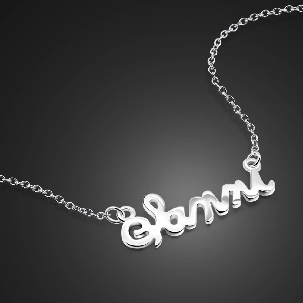 

100% 925 Silver Necklace Women's Style - Classic Letter Pendant Necklace - Women's Fashion Jewelry - Clavicle Chain 46CM Collier