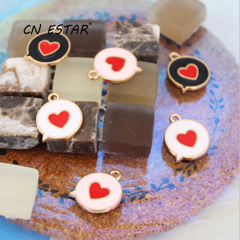 20 шт./Партия Коробка диалога Сердце любви Эмалированные Подвески с капельками масла из сплава Серьги Ключевая цепочка Подвеска для ювелирных изделий DIY Аксессуары.