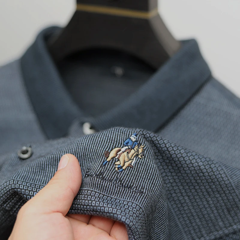 Мужская футболка с длинным рукавом новинка 2021 трендовая рубашка-поло отворотом и