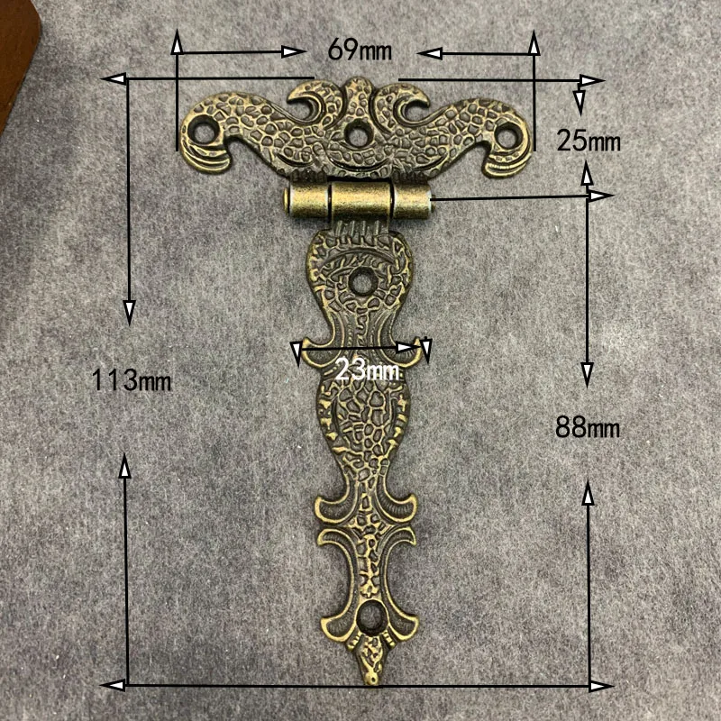 2pcs Cabinet Door Butt Hinges Vintage Brass Plated Large Hinge Big Decorative Jewelry Wooden Box Furniture Fittings 113*69mm |