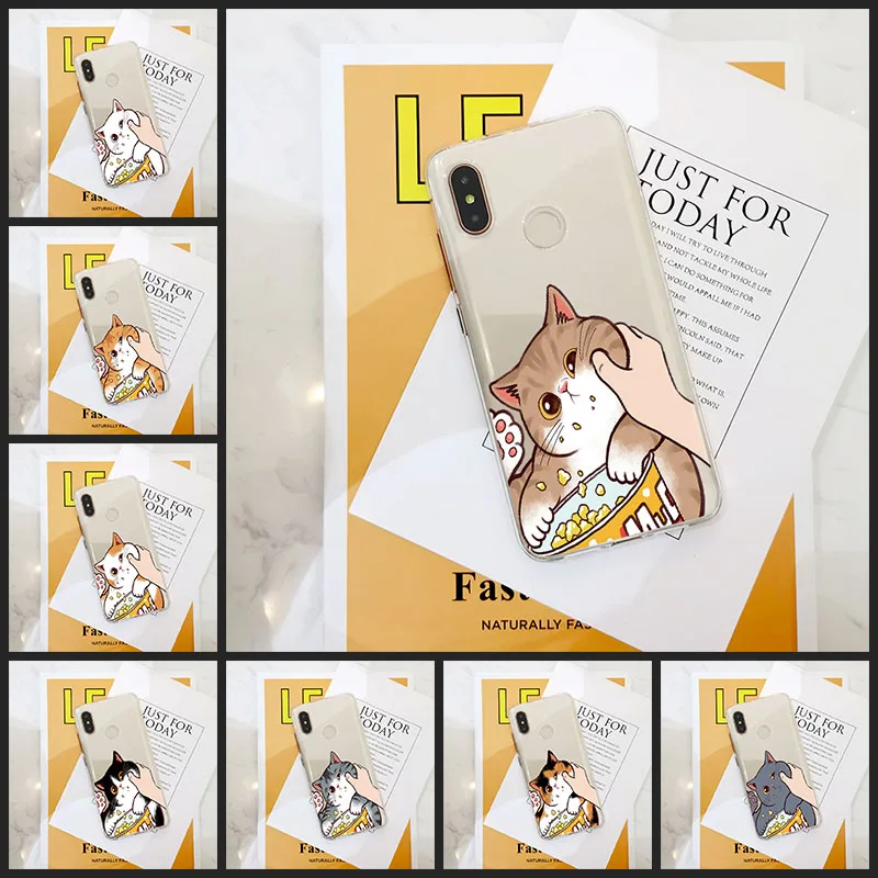 Силиконовый чехол для телефона Xiaomi Mi A1 A2 8 SE Lite Kawaii Cat Cute Animal Funny Back Cover For 5 5C 5S 5X 6 6X Plus