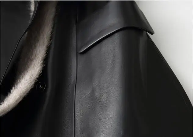 YOLANFAIRY Genuine Leather Jacket Women Sheepskin Winter Warm Mink Fur Collar Down Cotton Coat HQ18-YY1079B MF241 | Женская одежда