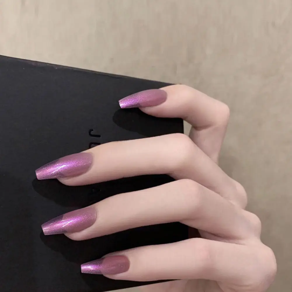 

24Pcs/Box Aurora Purple Coffin False Nails Artificial Detachable Ballerina Fake Nails Full Cover Manicure Tips Tool