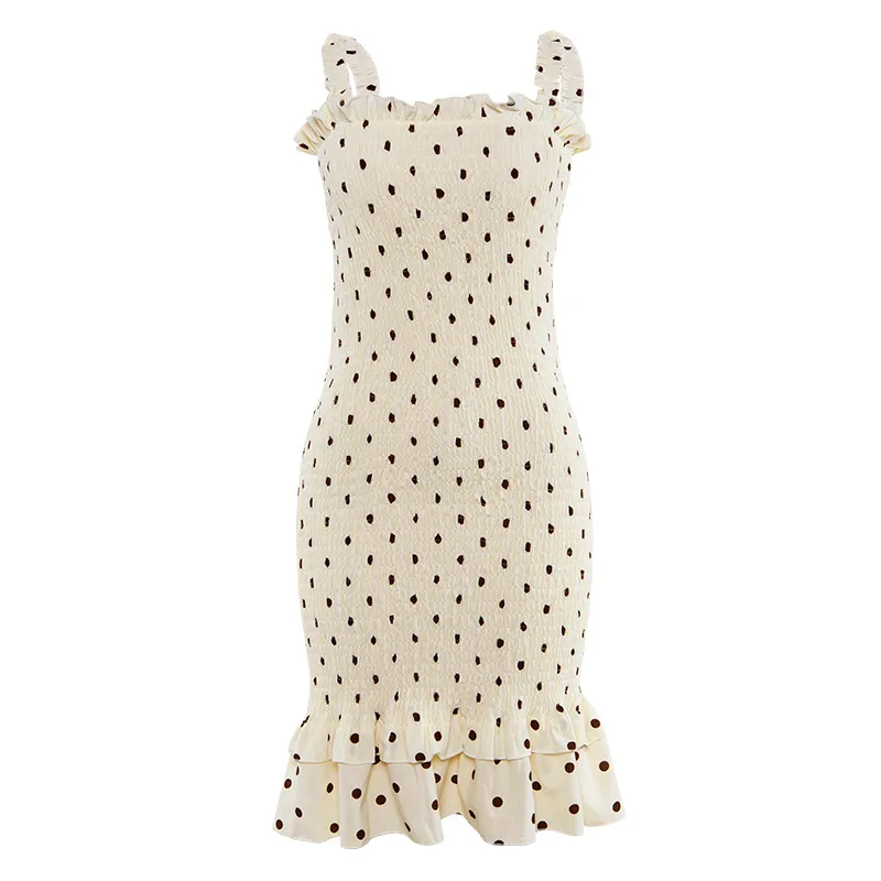 

Summer Clothes For Women 2021 Slim Retro Polka Dot Suspender Dress High Waist Fishtail Vestidos Evening Party Dresses