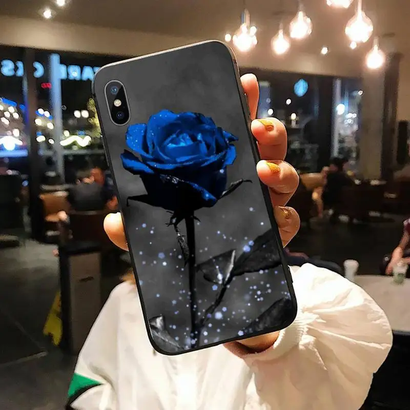 

blue rose flower pattern high quality Phone Case funda for iPhone 11 12 pro XS MAX 8 7 6 6S Plus X 5S SE 2020 XR