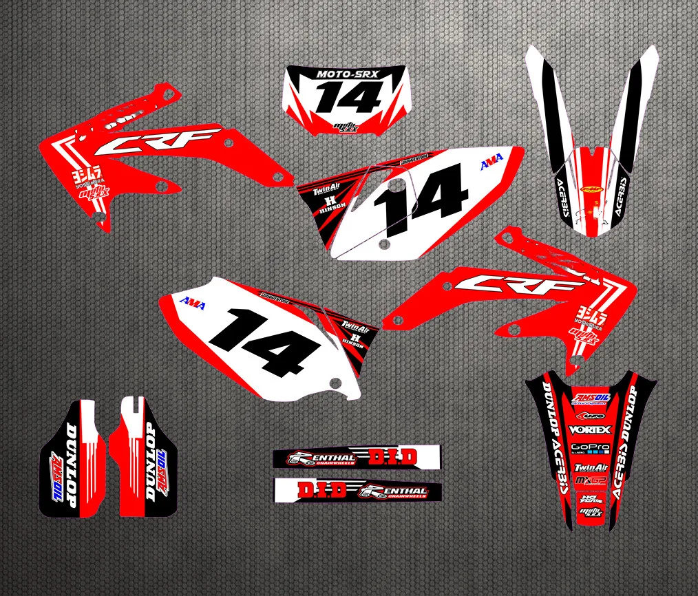 Полный набор командных видов наклейки Графика для HONDA CRF 250X CRF250X 2008 2009 2010 2011 2012 2013