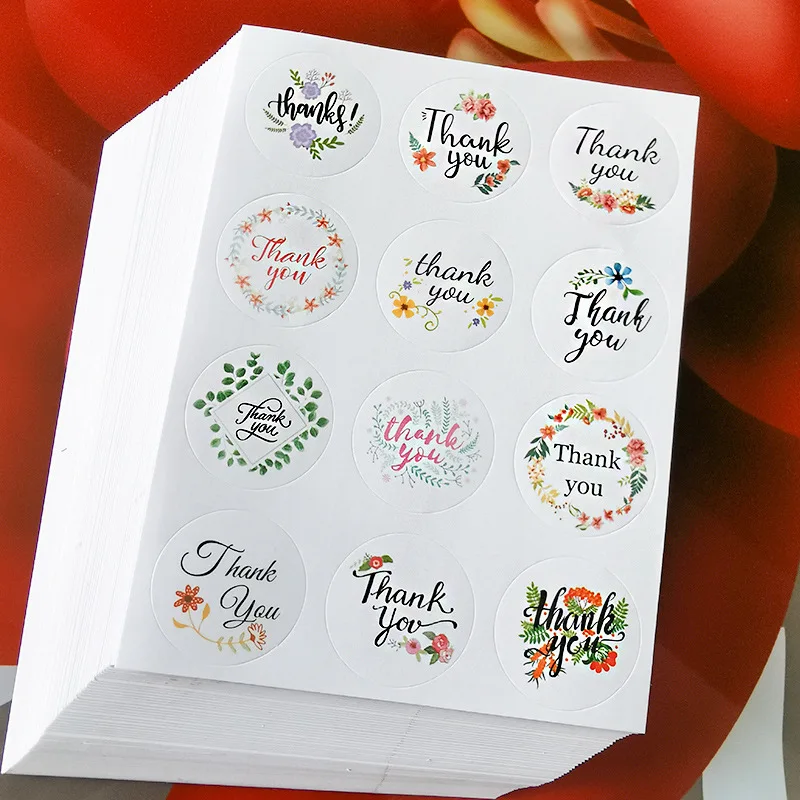 

5Pcs Thank You Stickers Flower Series Lables Envelope Seals Stationery Sticker Tags for Cute Stationary Supplies Back To School