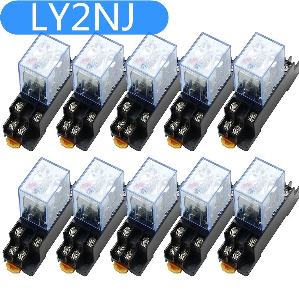 10 комплектов AC/DC 12V 24V 36V 48V 110V 220V реле мощности катушки LY2NJ с разъемом