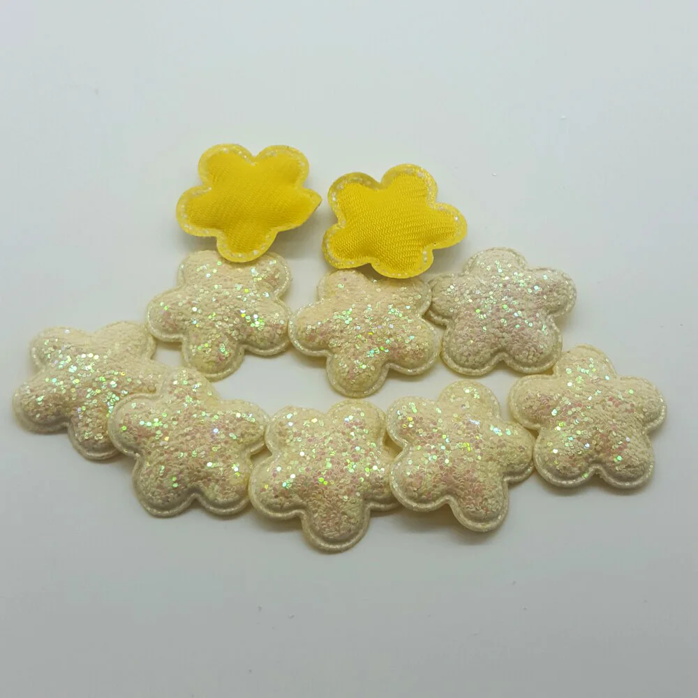 yellow flowers 50 шт конфеты крафт патчи милые звезды сердца бабочка для волос с блеском Аксессуары наклеить на патчи для одежды наборы сделай сам DIY - Цвет: yellow flowers