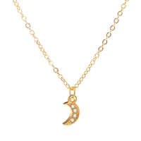 orgin summer temperament gold silver moon pendant necklace for women korean style rhinestone asymmetric necklacey jewelry hot