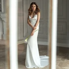 Женское атласное платье до пола, сексуальное платье невесты на тонких бретельках, женское платье без рукавов