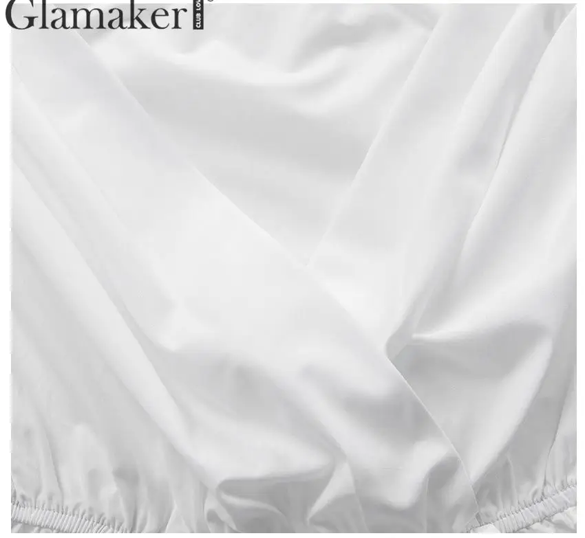 Glamaker с открытыми плечами v образным вырезом Женская блузка с длинным рукавом-фонариком элегантная женская белая блузка Осень Зима Сексуальная Блузка