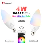 GLEDOPTO Zigbee RGB + CCT LED 4 Вт умный светильник для свечей E12 E14 декоративная диммируемая лампа с дистанционным управлением работает с Alexa Echo Plus