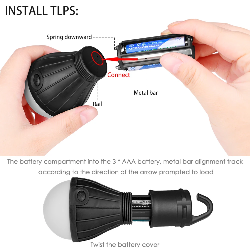 Портативный мини-фонарь для кемпинга палатки 3 светодиодных лампы аварийная
