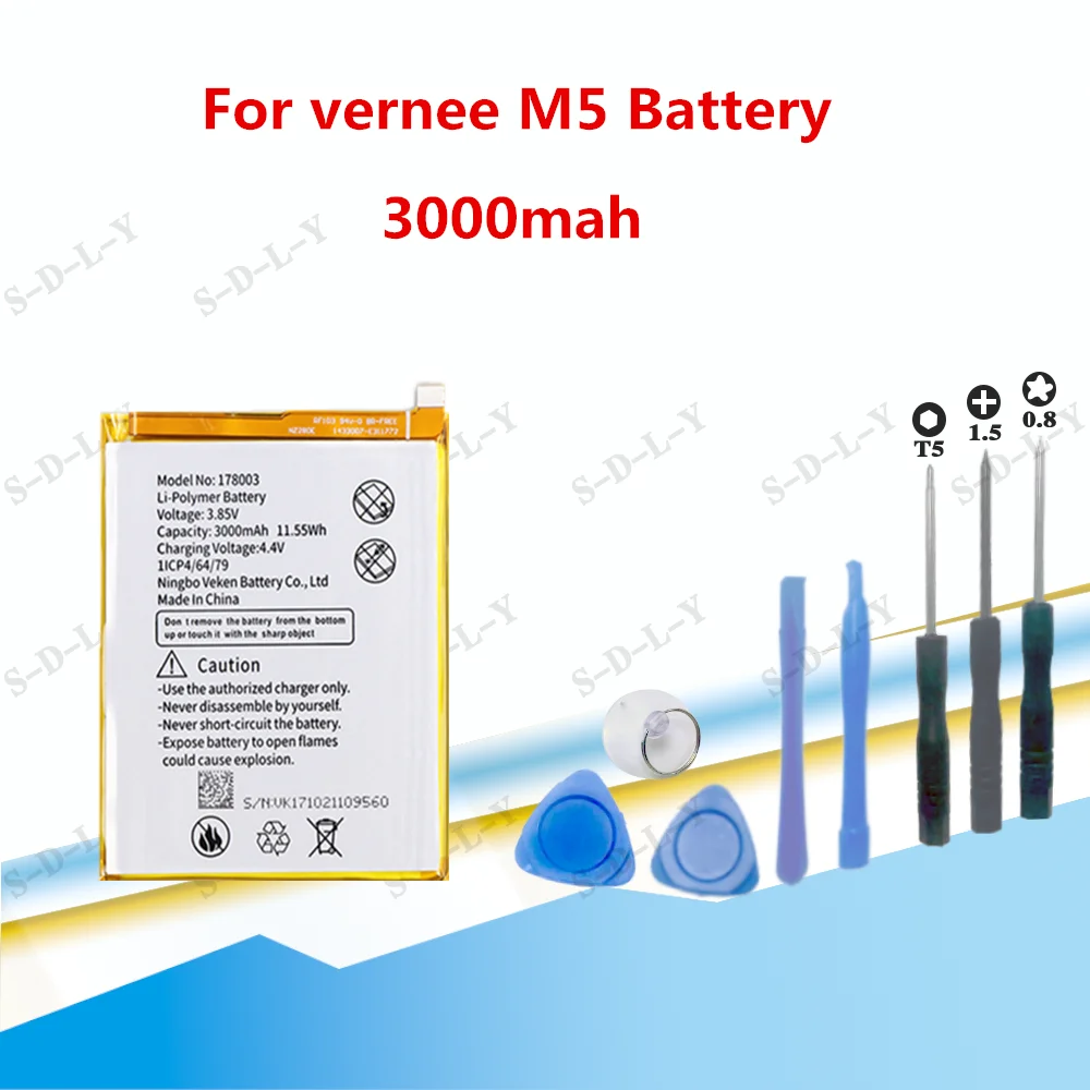 

High Capacity for Vernee M5 Replacement 3000mAh Battery for Vernee M5 Bateria Batterie Cell Mobile Phone Batteries +Tools
