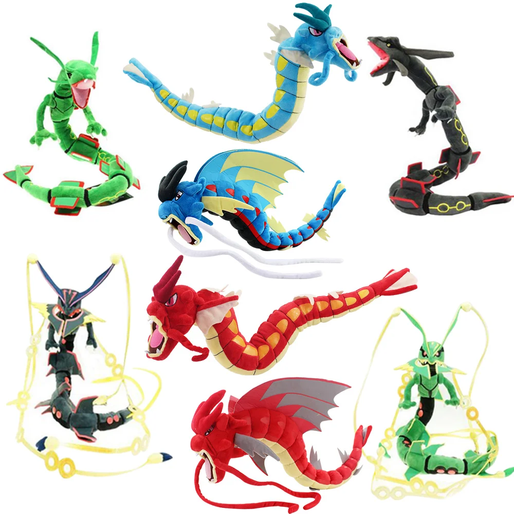 55-80 см Мега небо Дракон черный Rayquaza со скелетом Gyarados мягкие горячие игрушки