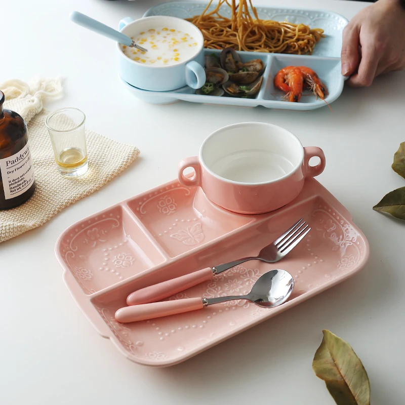 Креативная керамическая тарелка в японском стиле набор тарелок для завтрака