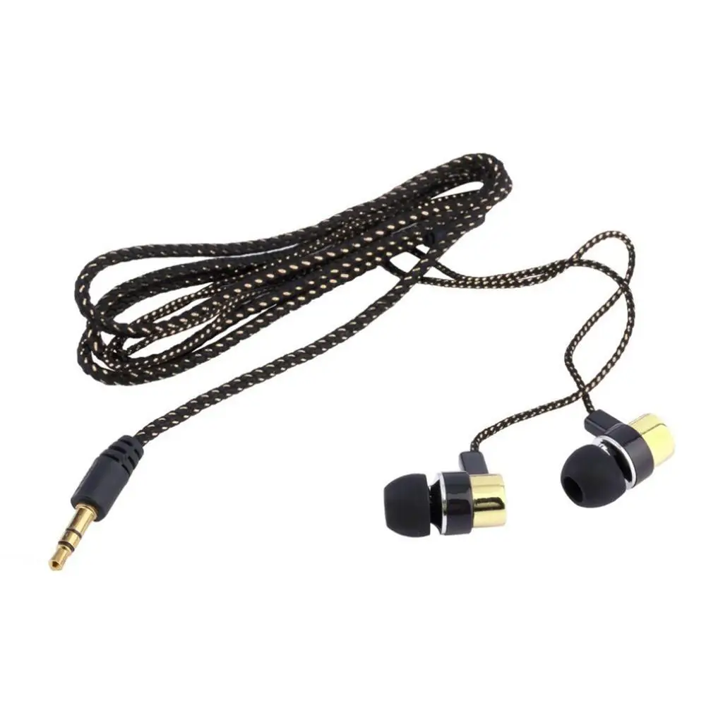 golden Наушники плетеная проводка супер бас в ухо Музыка наушники HiFi стерео наушники шумоизоляция спортивные наушники с микрофоном - Цвет: golden