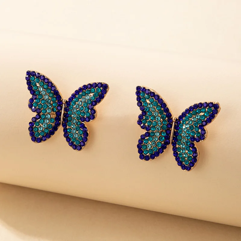 

HI MAN Neo-Gothic Pavé Crystal Butterfly Stud Earrings Women Mysterious Noble Anniversary Party Gift Jewelry Accessories