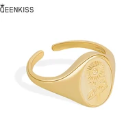 qeenkiss rg6485 fine jewelry%c2%a0wholesale%c2%a0fashion%c2%a0%c2%a0woman%c2%a0girl%c2%a0birthday%c2%a0wedding gift sunflower round 18kt gold white gold open ring