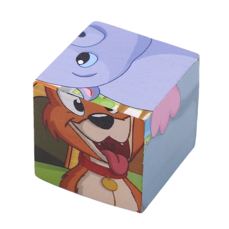 

Kid Wooden Cartoon Animal Puzzle Toy 6 Sides Wisdom Jigsaw Game Single 3D Puzzle Toys Early Education Learning Toys For Children