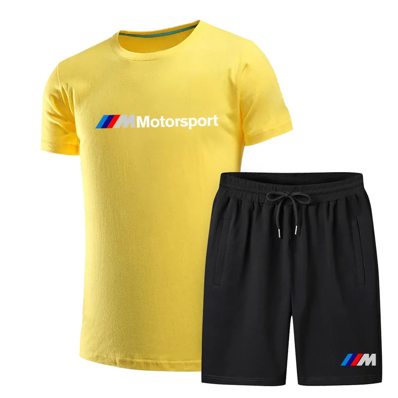 

2021 Men's Short Sleeve Tee Summer Costume Institute Tee Custom Senior Brand Logo Short Sleeve + Casual Shorts 2-piece set