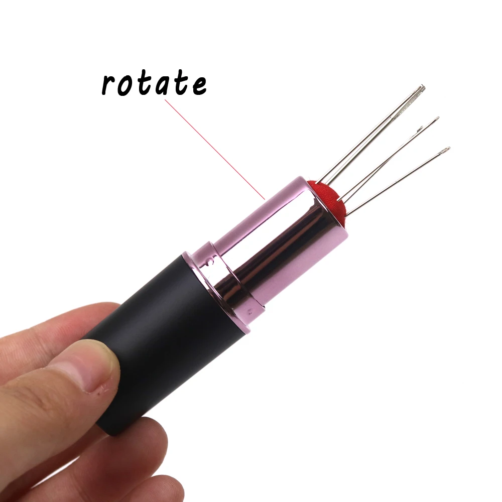 New Craft Lipstick Pin Cushion with 5pcs Handy Sewing Needles Pincushion Rotatable Needle Holder for Cross Stitch Tool | Дом и сад