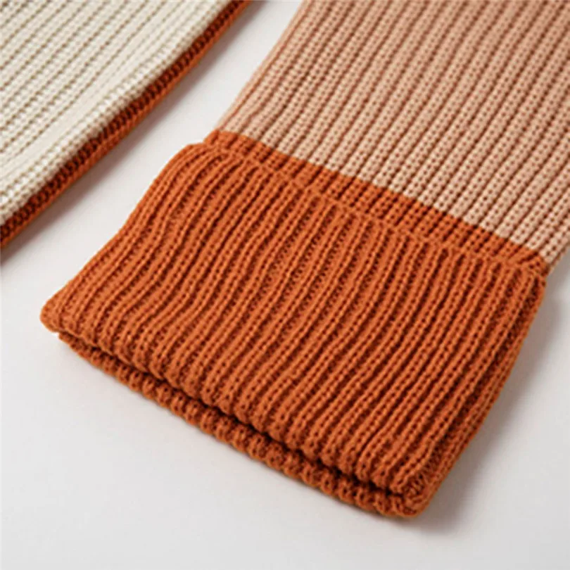 

Stitching Knit Sweater Women Turtleneck Pullover Women Winter Long Sleeve Sweater Casual Jumper S-XL Jersey Mujer 40OCT28