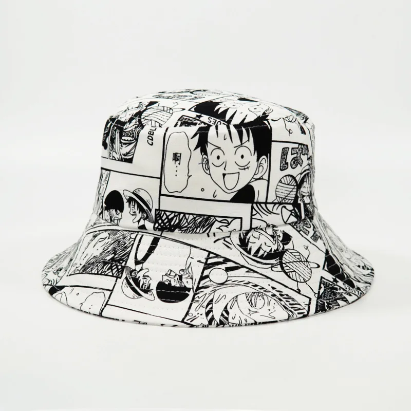 Satin Al Yaz Balıkçı şapka Geri Dönüşümlü Baskılı Kadınlar Için Kova şapka Erkekler Anime Cosplay Kova Kapağı Karikatür Gölgeleme Balıkçı şapkası