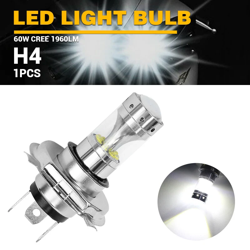 1pcs H4 DERI 2 шт. H4 9003 HB2 60 Вт светодиодный мото rcycle головной светильник HID Hi/Low Beam 6500K ampoule светодиодный мото Светильник лампы Мото Аксессуары - Цвет: 1pcs H4