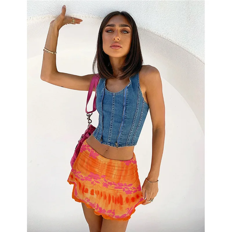 

Women Skirts 2021 New European and American Women's Fashion Small-Lace Slim Skirt Printed Casual Bale Buttocks Skirt Donsignet