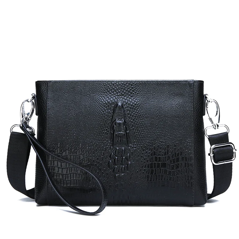 Crocodile Pattern Men Shoulder Bag Cross body Bag Envelop Messenger Bag Male Day Clutch High Quality Man Travel Bag